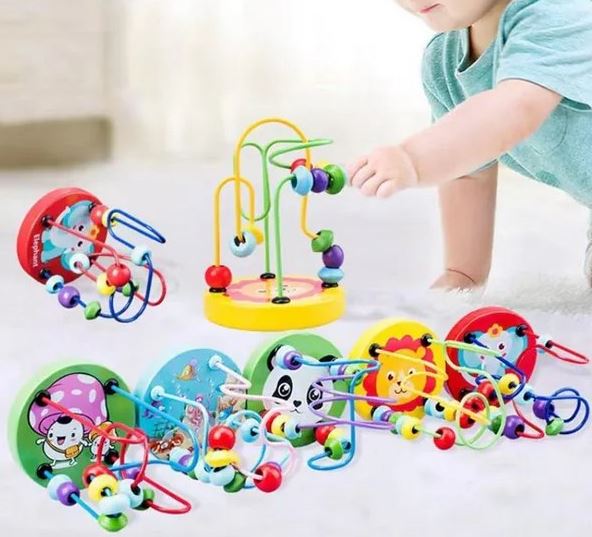 Bead Maze Toy for Toddlers Wooden Colorful Roller Coaster Educational Circle Toys