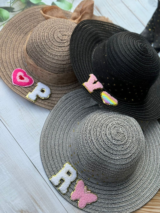 Personalized Monogram Wide-Brimmed Women's Summer Hats | KIDS/ ADULT size