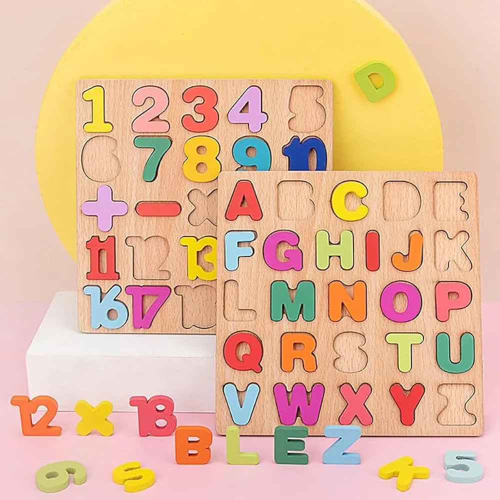 Wooden Puzzles for Toddlers Alphabet Number and Shape Board Set Gift for Montessori Educational Learning Jigsaw Puzzle Preschool Toys for Kids Boys Girls