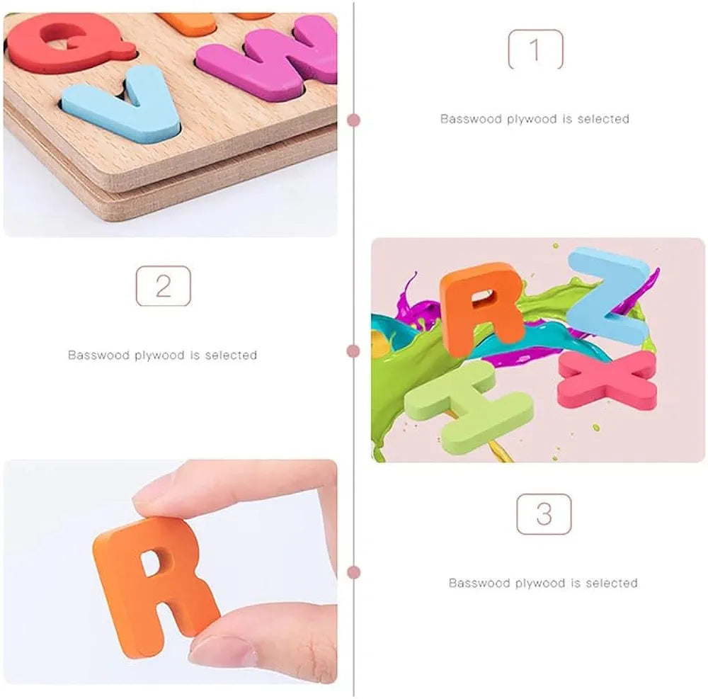 Wooden Puzzles for Toddlers Alphabet Number and Shape Board Set Gift for Montessori Educational Learning Jigsaw Puzzle Preschool Toys for Kids Boys Girls