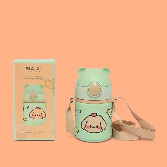 Happy bear insulated vacuum stainless steel thermos sipper bottle -400 mL