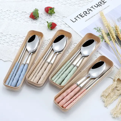 Home Spoon, Fork & Chopstick set with case