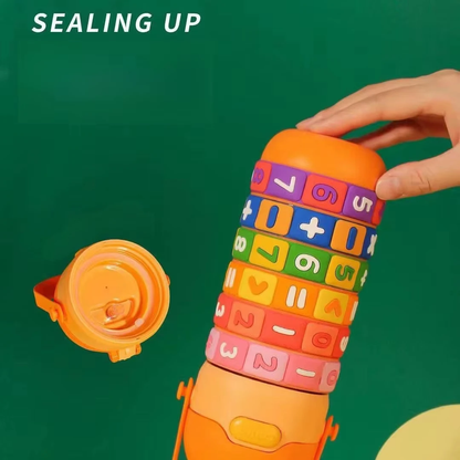 Rotate Number Educational Water Bottle for Kids - Interactive & Leakproof