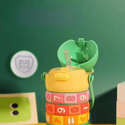 Rotate Number Educational Water Bottle for Kids - Interactive & Leakproof
