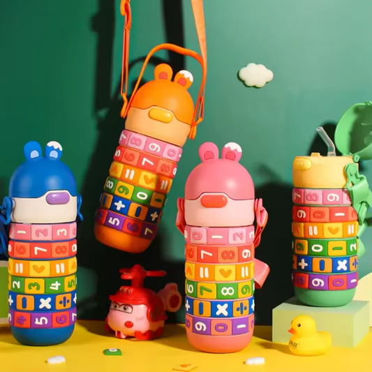 Rotate Number Educational Water Bottle for Kids - Interactive & Leakproof