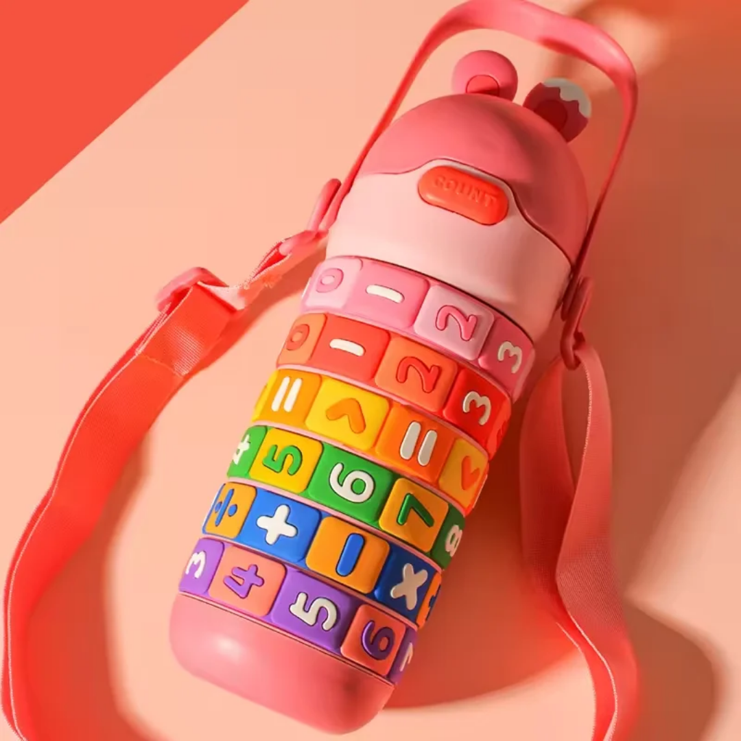 Rotate Number Educational Water Bottle for Kids - Interactive & Leakproof