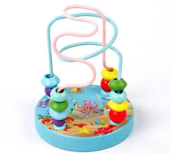 Bead Maze Toy for Toddlers Wooden Colorful Roller Coaster