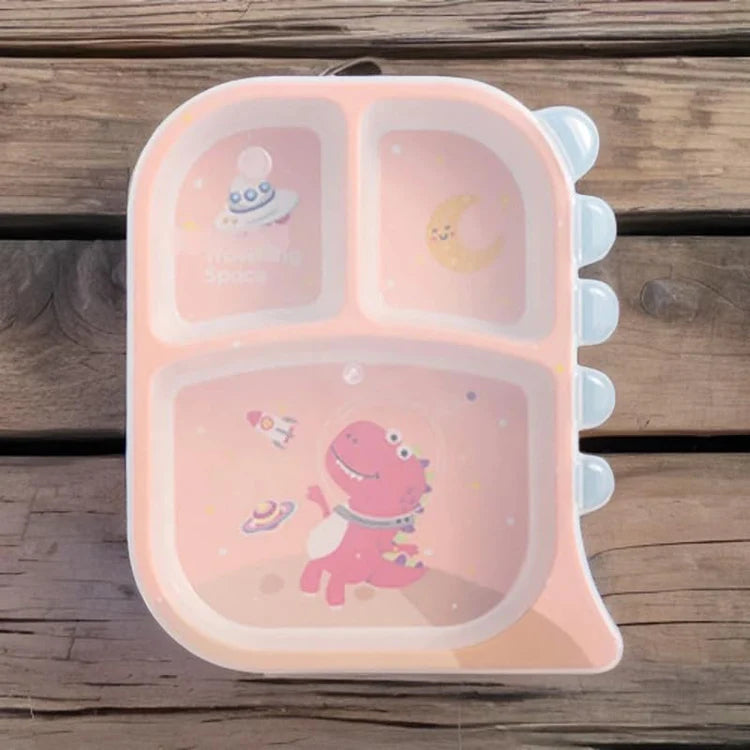 Dino Bamboo 3 Compartment Plate