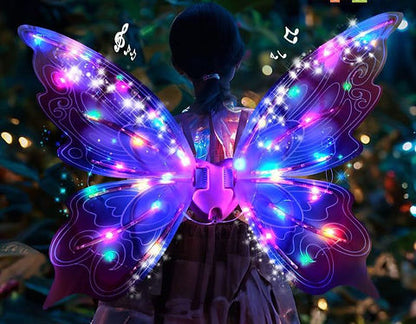 LED Lights & Musical Fairy Butterfly Wearable Wings for Kids