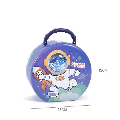 Space Themed Lockable Round Piggy Bank