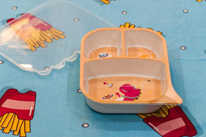 Dino Bamboo 3 Compartment Plate