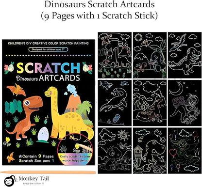 Birthday Popper Dinosaur Theme Colourful Scratch Artcards