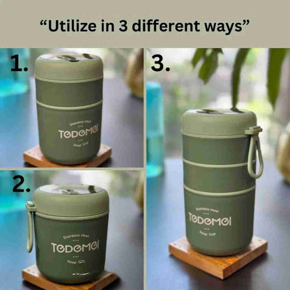 Tedemei Portable Thermal Lunch Box - 2 compartment & 3 compartment