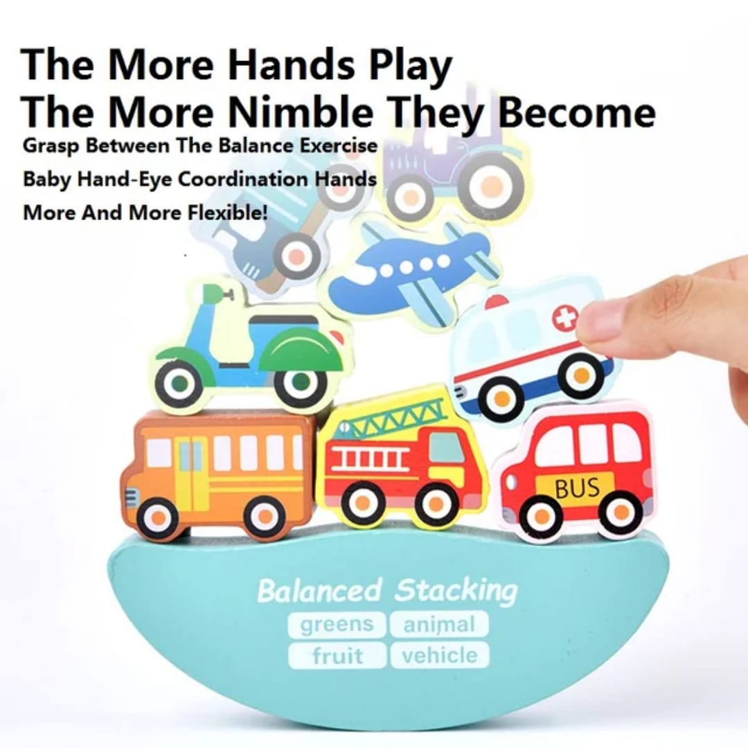 3-in-1 Balance Stacking Beading Wooden Toy