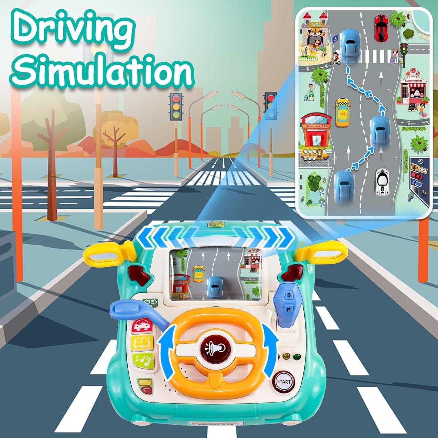 Light & Musical Steering Wheel Toy for Toddlers 1-3 Years