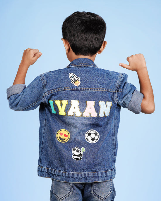 Custom Kids Denim Jacket (Name + 4 patches)
