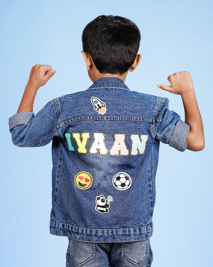 Custom Kids Denim Jacket (Name + 4 patches)