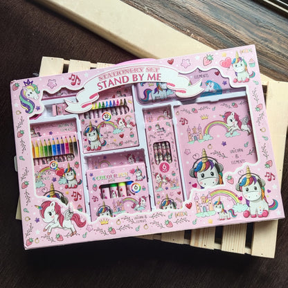 Stationery Set with Box Pencil Sharpener Eraser Scale Coloring Kit Drawing Book