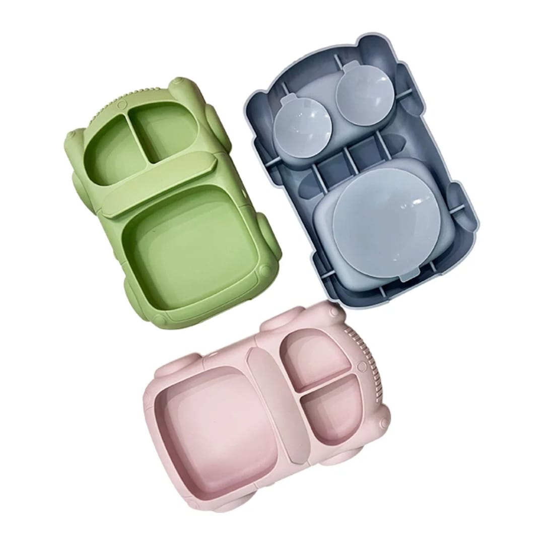 Suction Siliconne Food Grade Car Theme Tableware Set for Babies