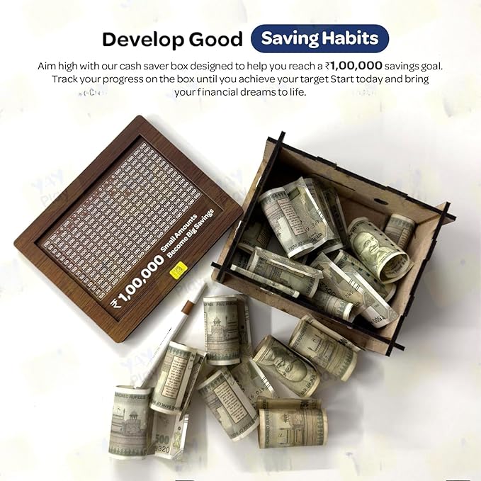 Piggy Bank, Wooden Coin Savings Box with Modern Carved Design for Kids and Adults,All Ages