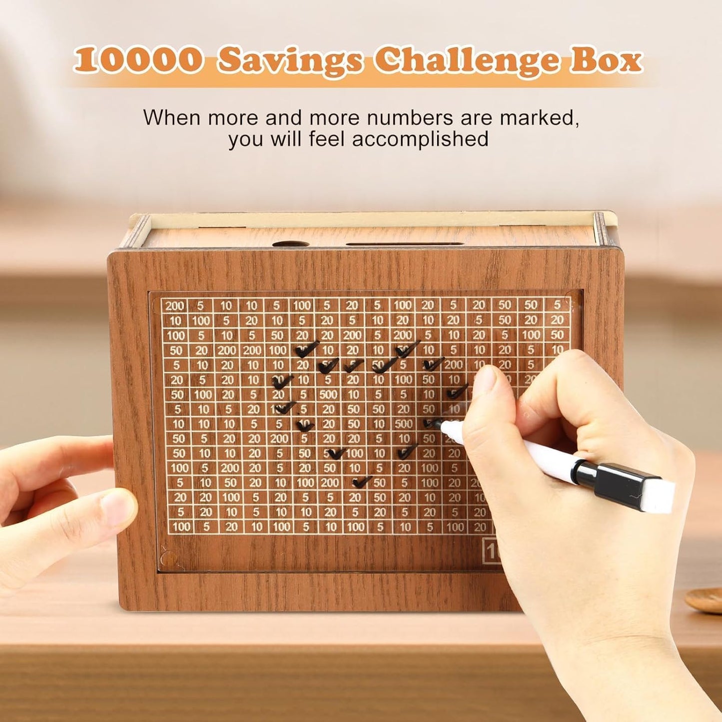Piggy Bank, Wooden Coin Savings Box with Modern Carved Design for Kids and Adults,All Ages