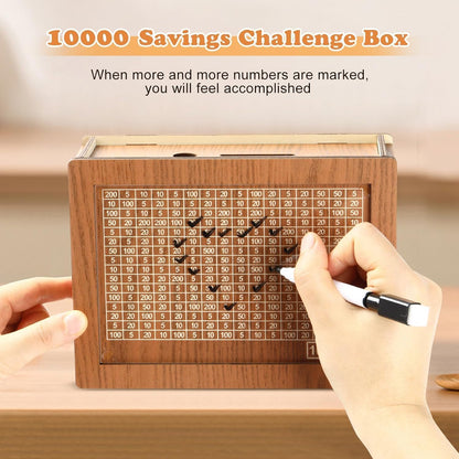 Piggy Bank, Wooden Coin Savings Box with Modern Carved Design for Kids and Adults,All Ages