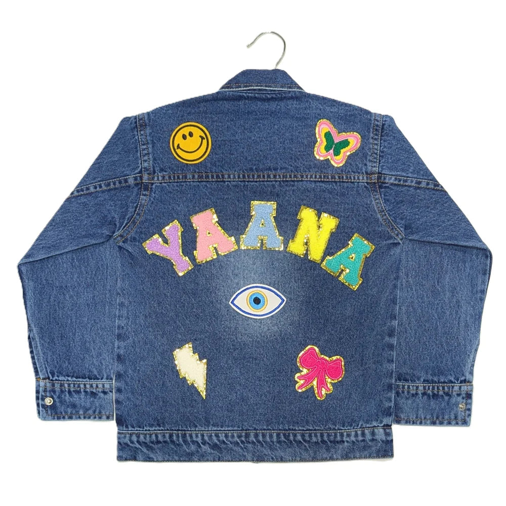 Custom Kids Denim Jacket (Name + 4 patches)