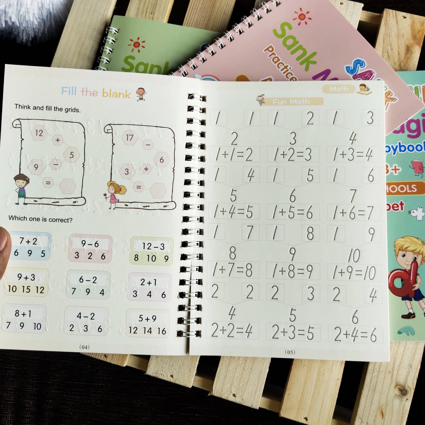 SANK MAGIC 4 Books Reusable Copybook for Calligraphy Learn Alphabet Painting Arithmetic Math Children Handwriting Practice Books