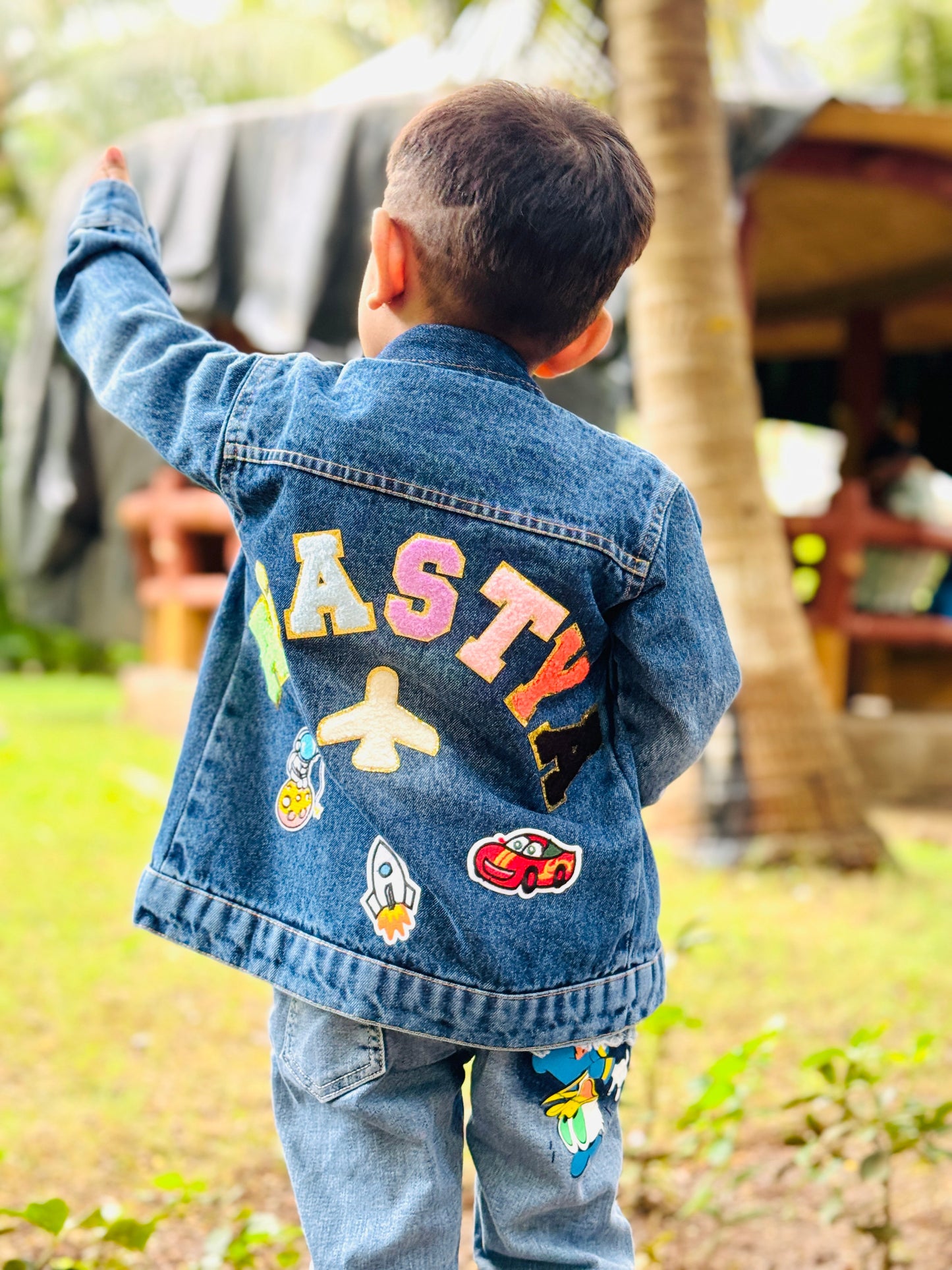 Custom Kids Denim Jacket (Name + 4 patches)