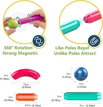 Colorful Magnetic Sticks and Balls Sets Toys 42 Piece