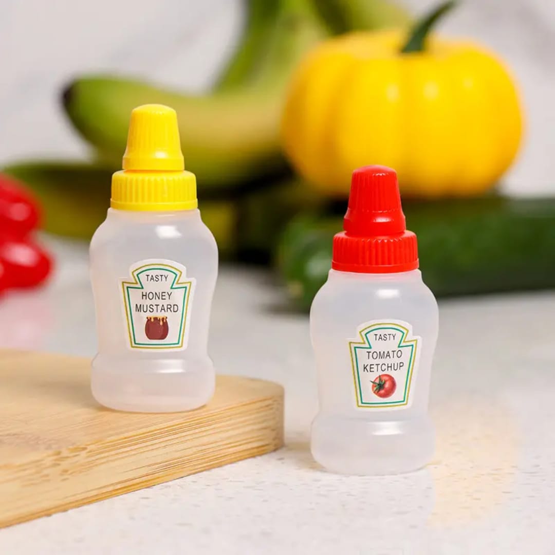 Refillable Salad Dressing Tomato Sauce Squeeze Containers Bottle Lunch box Plastic Portable Squeezable Squirt Condiments Jars (Multicolor) (Mini) 25 ML