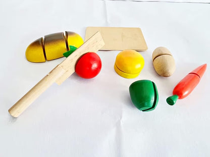 Wooden Vegetable Cutting 8pcs Play Food Toy