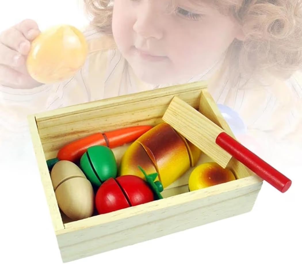 Wooden Vegetable Cutting 8pcs Play Food Toy