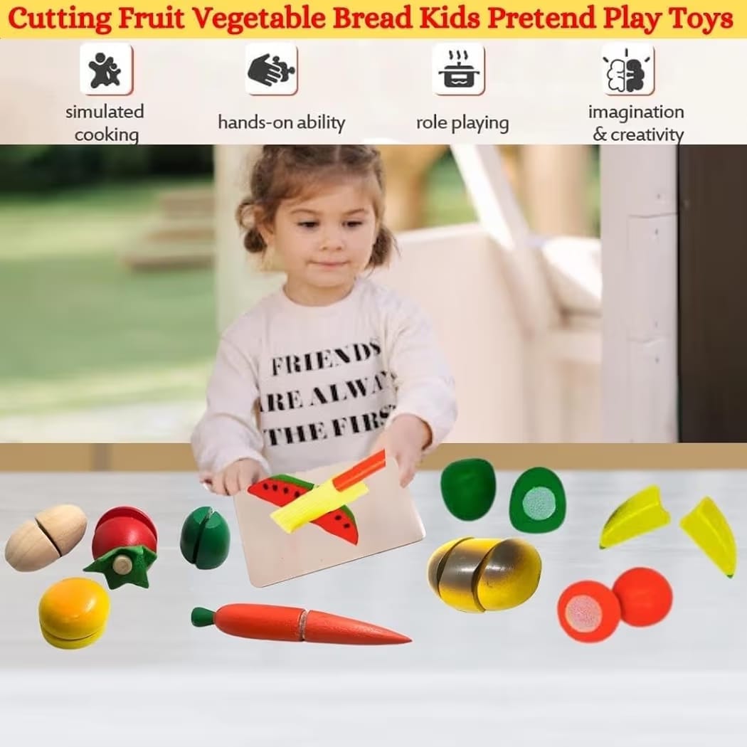 Wooden Vegetable Cutting 8pcs Play Food Toy