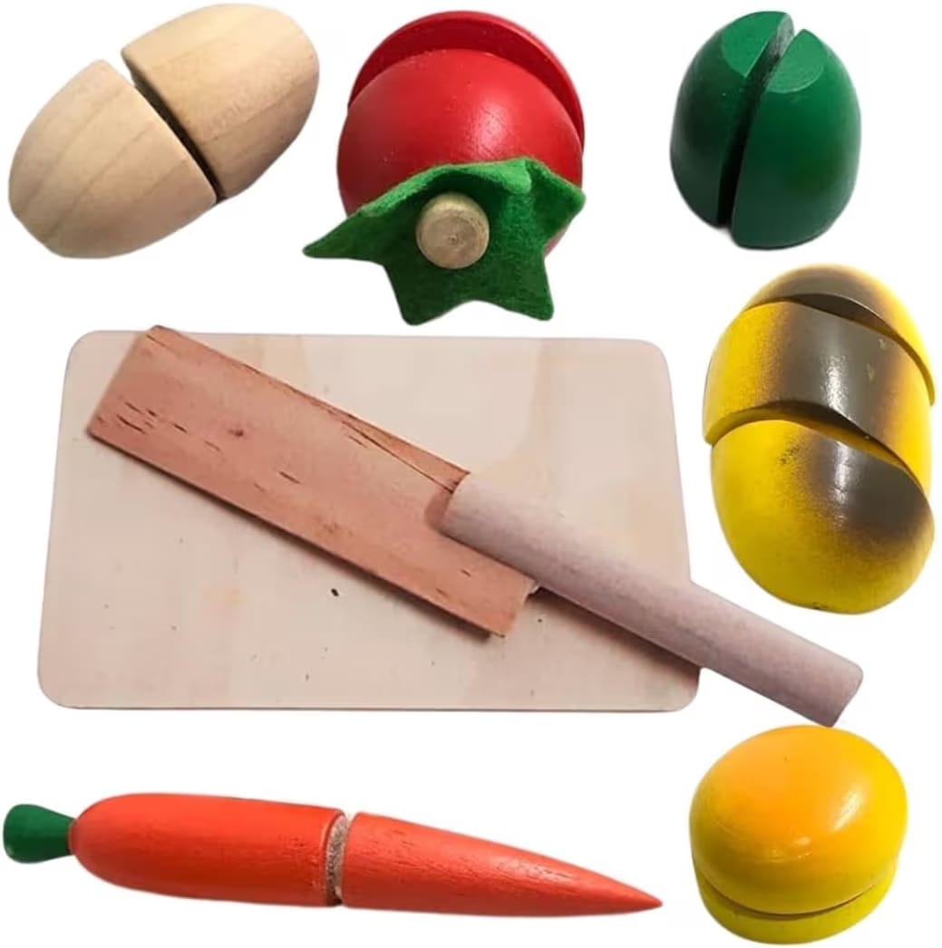Wooden Vegetable Cutting 8pcs Play Food Toy