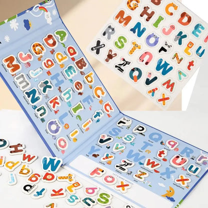 Animals Magnetic Alphabet Letters Learning Board, Foldable, Upper & Lowercase, Spelling, Fridge Magnets for toddlers 1-3