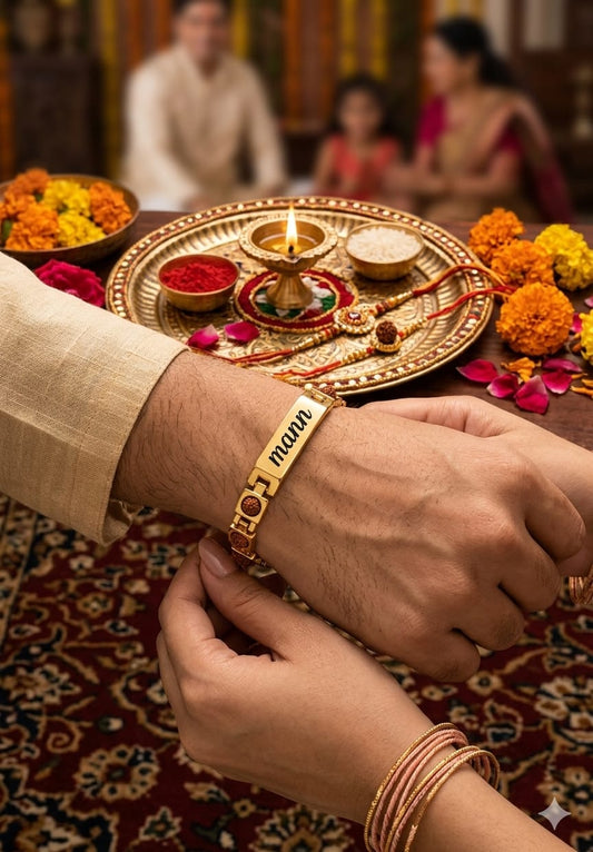 PERSONILISED GOLD PLATED RUDRAKSHA BRACELET