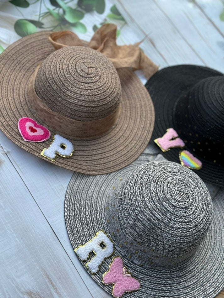 Personalized Monogram Wide-Brimmed Women's Summer Hats | KIDS/ ADULT size