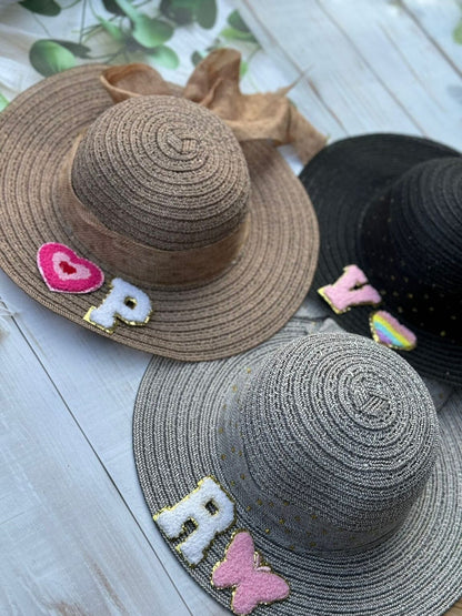 Personalized Monogram Wide-Brimmed Women's Summer Hats | KIDS/ ADULT size