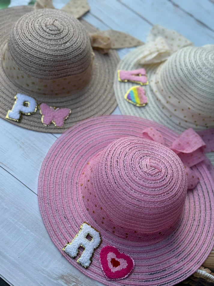 Personalized Monogram Wide-Brimmed Women's Summer Hats | KIDS/ ADULT size