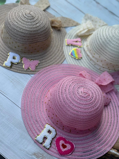 Personalized Monogram Wide-Brimmed Women's Summer Hats | KIDS/ ADULT size