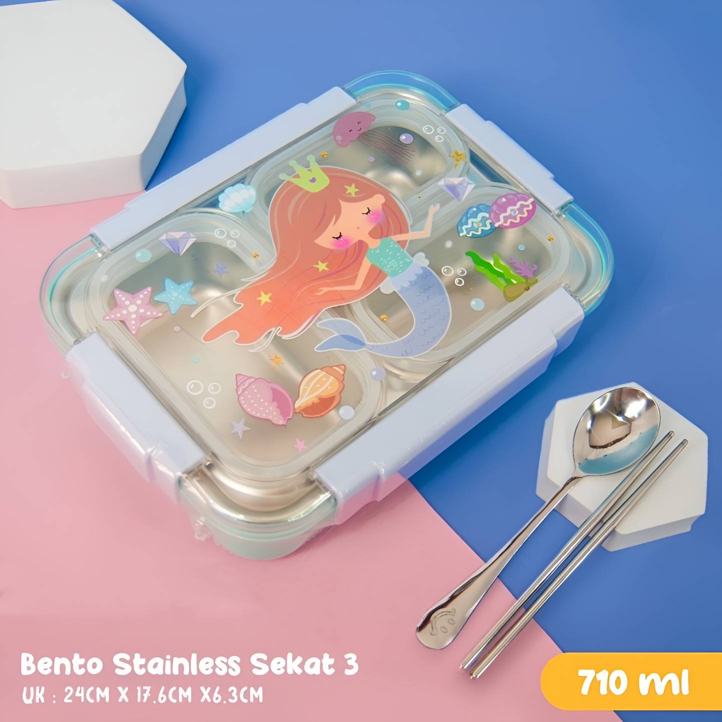 Showbizz Gitz Glaze Lunch Box - Stainless Steel (3 compartment)