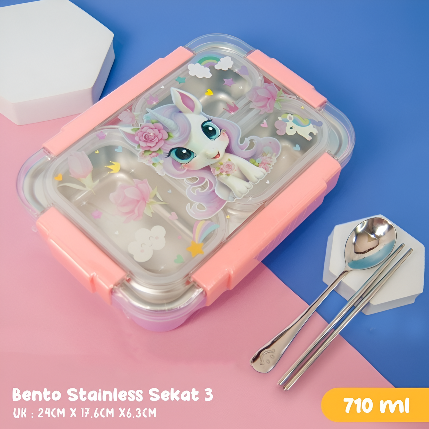 Showbizz Gitz Glaze Lunch Box - Stainless Steel (3 compartment)