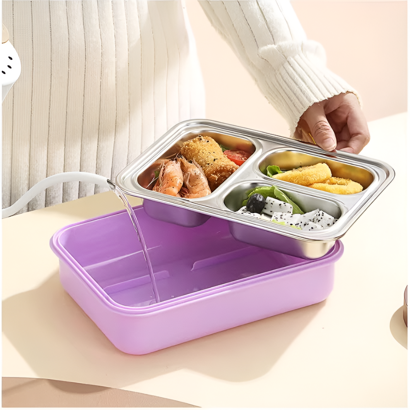 Showbizz Gitz Glaze Lunch Box - Stainless Steel (3 compartment)