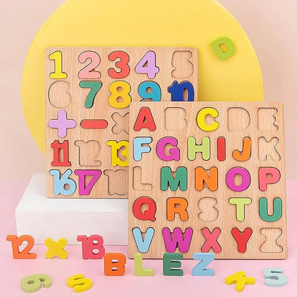 Wooden Puzzles for Toddlers Alphabet Number and Shape Board Set Gift for Montessori Educational Learning Jigsaw Puzzle Preschool Toys for Kids Boys Girls