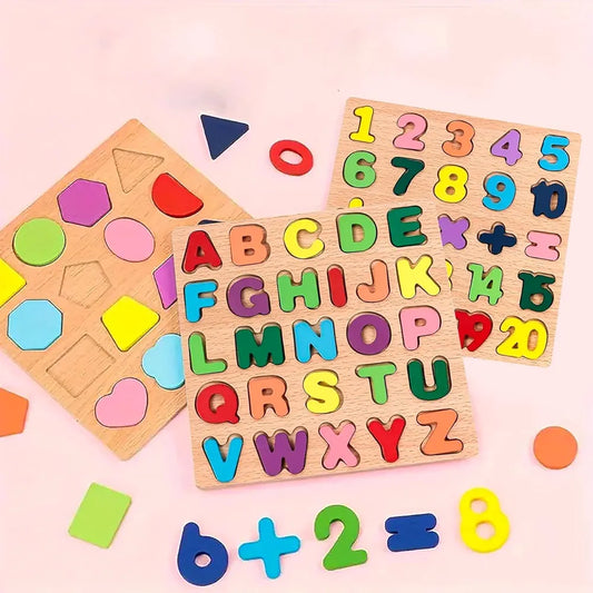 Wooden Puzzles for Toddlers Alphabet Number and Shape Board Set Gift for Montessori Educational Learning Jigsaw Puzzle Preschool Toys for Kids Boys Girls