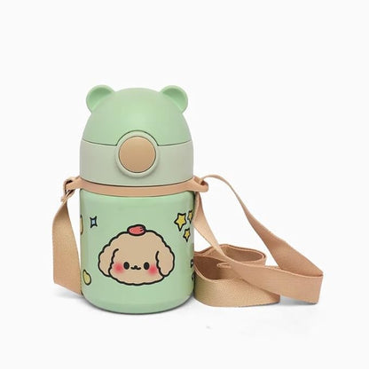 Happy bear insulated vacuum stainless steel thermos sipper bottle -400 mL