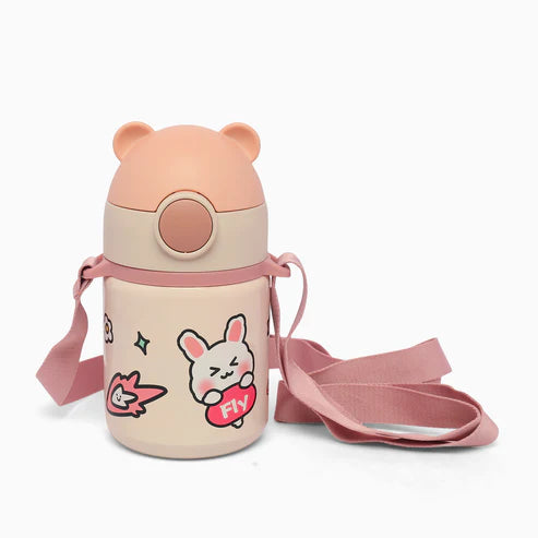 Happy bear insulated vacuum stainless steel thermos sipper bottle -400 mL