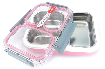 Tedemei Plastic & Stainless Steel Lunch Box/Tiffin Box - Leak Proof, Blue, 1.2 L